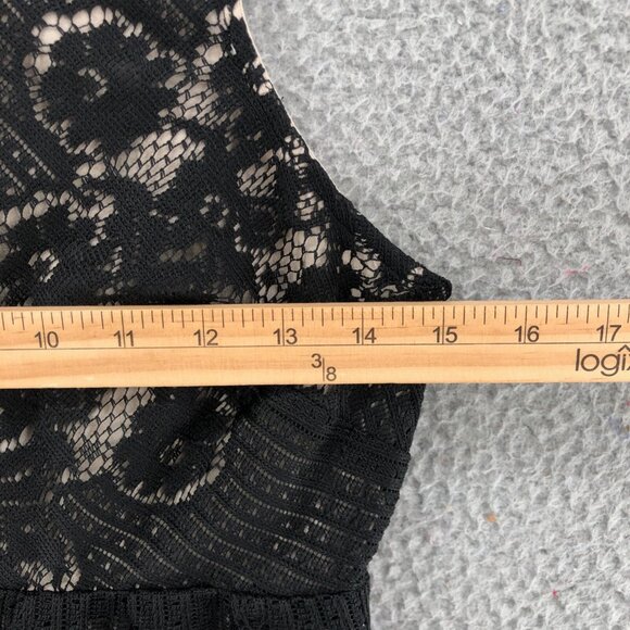 Free People Dress Women 2 Black Mini Fit & Flare Pleated Lace Overlay Sleeveless - Picture 7 of 10